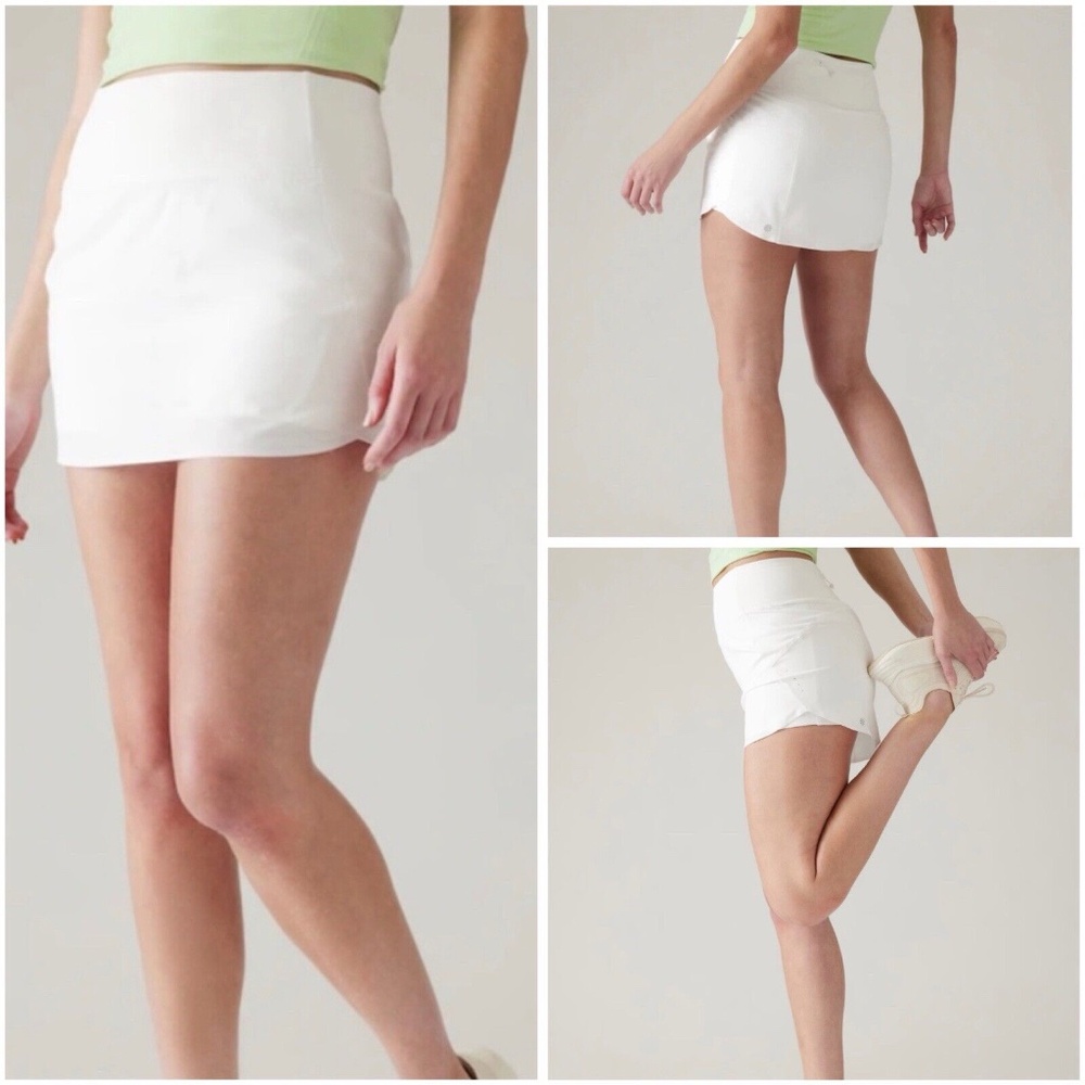 Athleta Run With It 14" Women White Skort Size L Athletic Golf Tennis Skirt